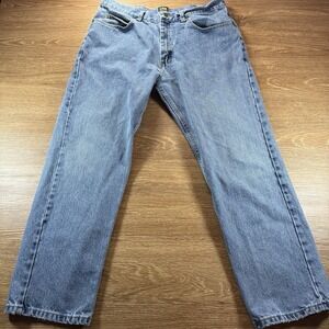 Lee Men's Relaxed Fit Jeans 36x30 Light Wash Straight Leg 100% Cotton Denim FLAW